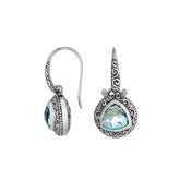 AE-6290-BT Sterling Silver Earring With Blue Topaz Q. Jewelry Bali Designs Inc